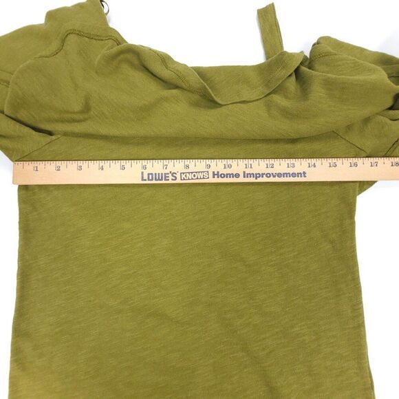 NEW Anthropologie Postmark Slub Knit Asymmetrical Ruffle Top Holly Green Small - Picture 4 of 7